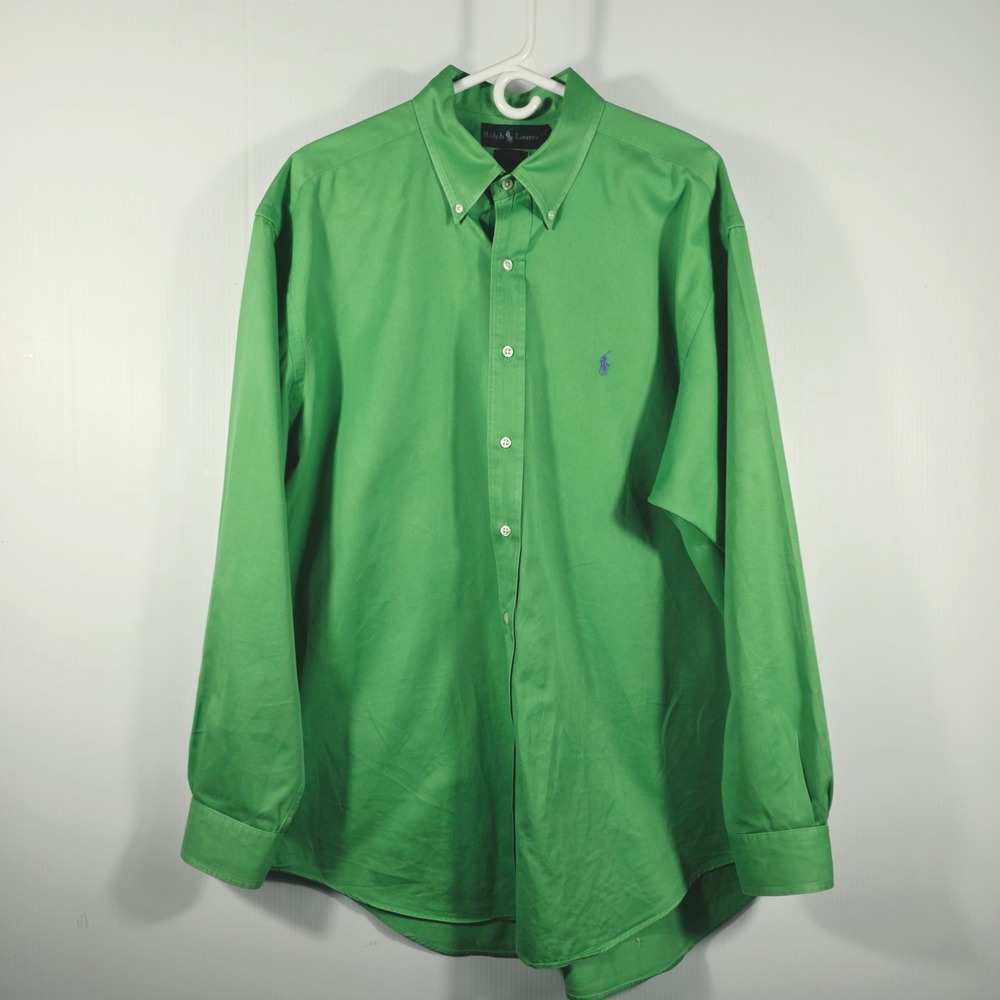 Ralph Lauren Blake Mens XL Green Cotton Long Sleeve Button Down Pony Logo Shirt